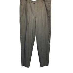 VTG Amherst & Brock Dress Pants 35R 100% Wool Pleated Micro Houndstooth Grey Men
